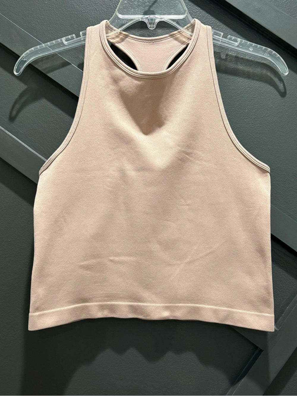 Free People Ribbed Racerback Cropped Tank Top Beige M/L - Picture 2 of 4